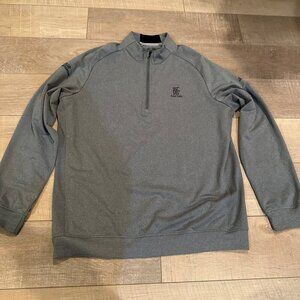 ADIDAS MENS GRAY 3/4 ZIP GOLF POLO TOUR CHAMPIONSHIP EAST LAKE GOLF COURSE LARGE